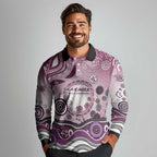 Manly Warringah Sea Eagles Rugby Long Sleeve Polo Shirt Australian Aboriginal Dot Painting Style