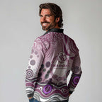 Manly Warringah Sea Eagles Rugby Long Sleeve Polo Shirt Australian Aboriginal Dot Painting Style