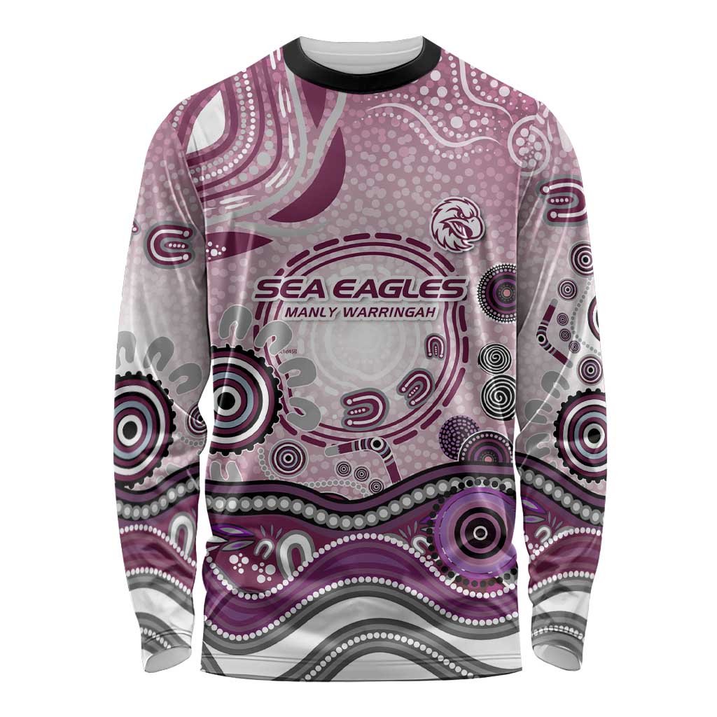 Manly Warringah Sea Eagles Rugby Long Sleeve Shirt Australian Aboriginal Dot Painting Style