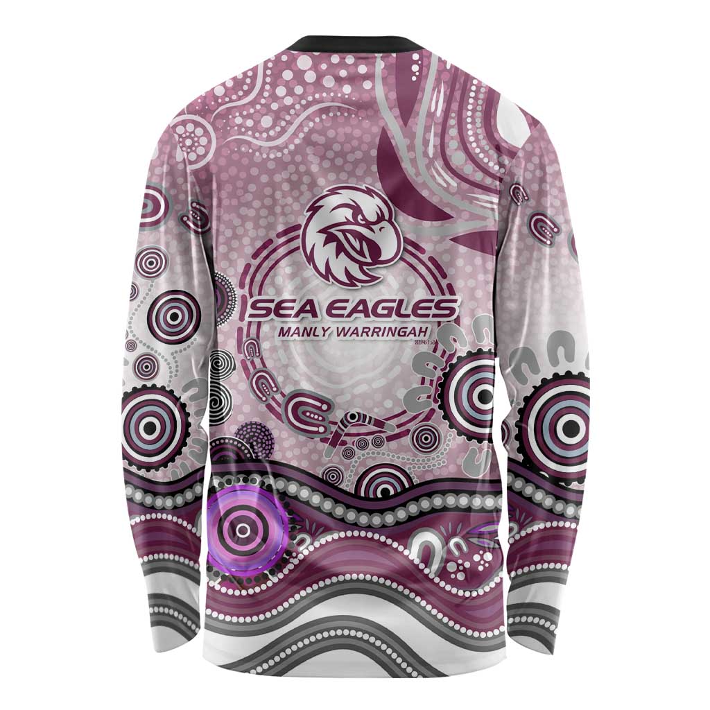 Manly Warringah Sea Eagles Rugby Long Sleeve Shirt Australian Aboriginal Dot Painting Style