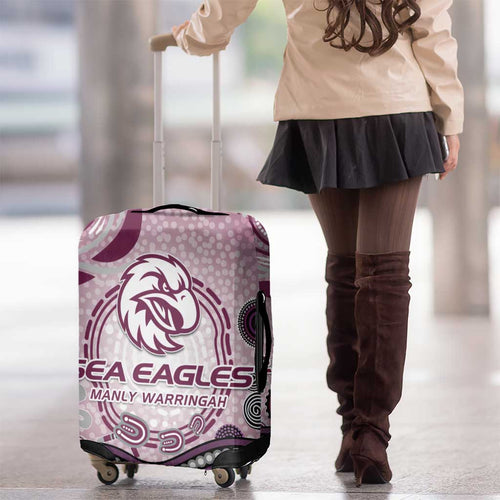 Manly Warringah Sea Eagles Rugby Luggage Cover Australian Aboriginal Dot Painting Style