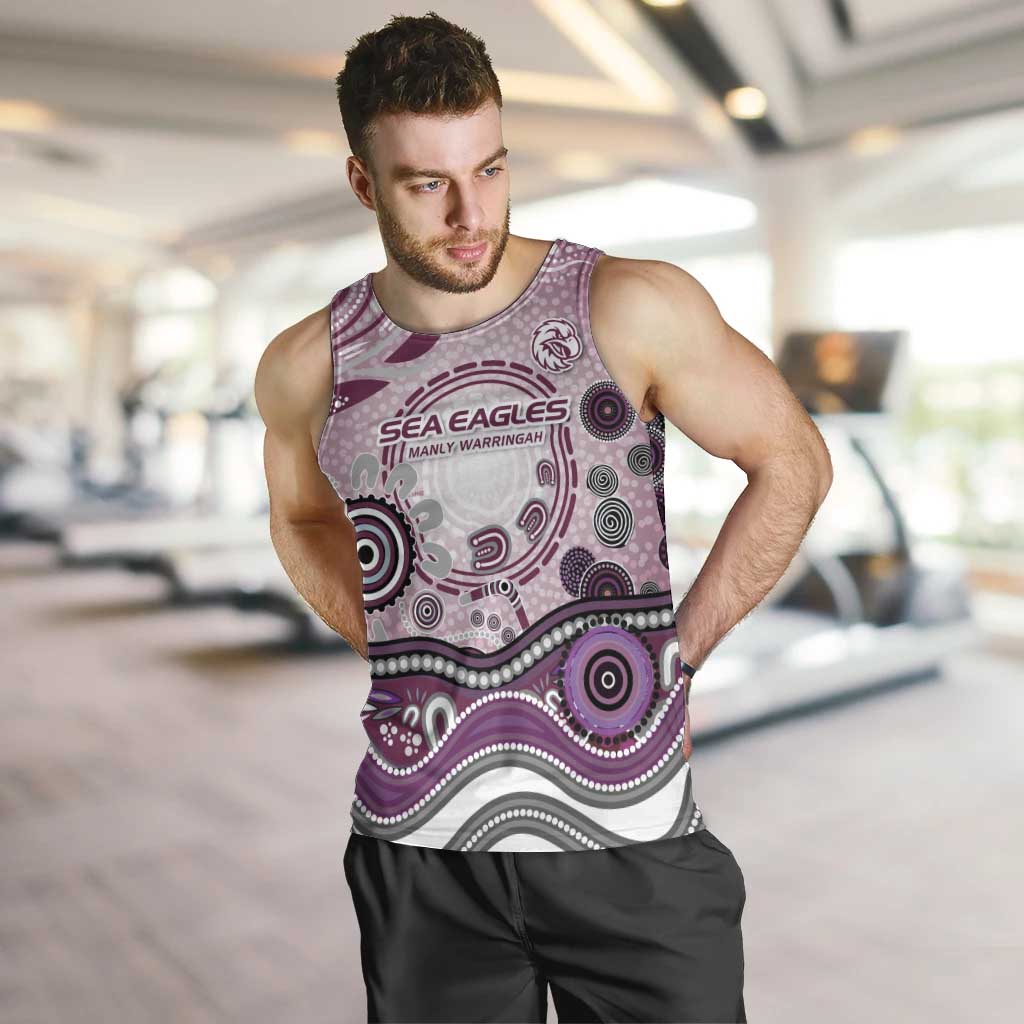 Manly Warringah Sea Eagles Rugby Men Tank Top Australian Aboriginal Dot Painting Style