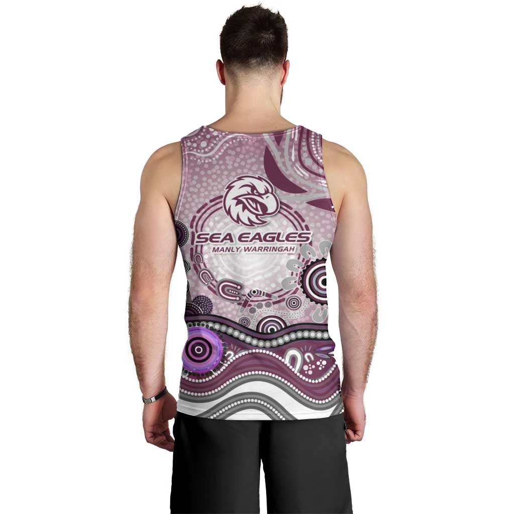 Manly Warringah Sea Eagles Rugby Men Tank Top Australian Aboriginal Dot Painting Style