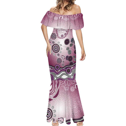 Manly Warringah Sea Eagles Rugby Mermaid Dress Australian Aboriginal Dot Painting Style