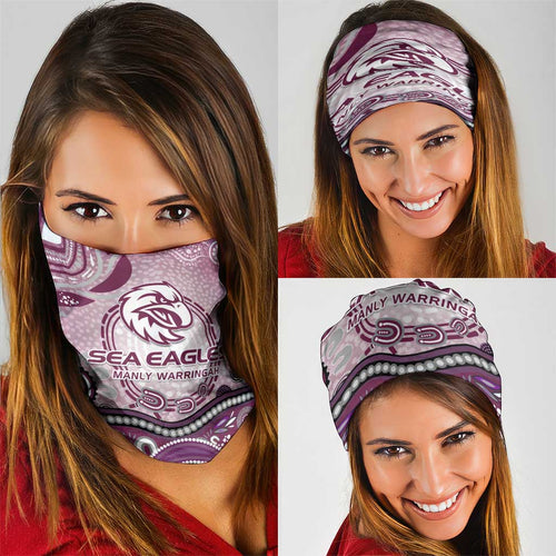 Manly Warringah Sea Eagles Rugby Neck Gaiter Australian Aboriginal Dot Painting Style