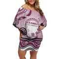 Manly Warringah Sea Eagles Rugby Off Shoulder Short Dress Australian Aboriginal Dot Painting Style