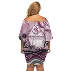 Manly Warringah Sea Eagles Rugby Off Shoulder Short Dress Australian Aboriginal Dot Painting Style