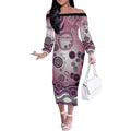 Manly Warringah Sea Eagles Rugby Off The Shoulder Long Sleeve Dress Australian Aboriginal Dot Painting Style
