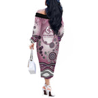 Manly Warringah Sea Eagles Rugby Off The Shoulder Long Sleeve Dress Australian Aboriginal Dot Painting Style