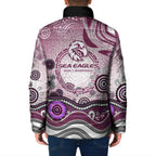 Manly Warringah Sea Eagles Rugby Padded Jacket Australian Aboriginal Dot Painting Style