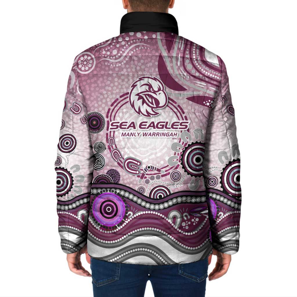 Manly Warringah Sea Eagles Rugby Padded Jacket Australian Aboriginal Dot Painting Style