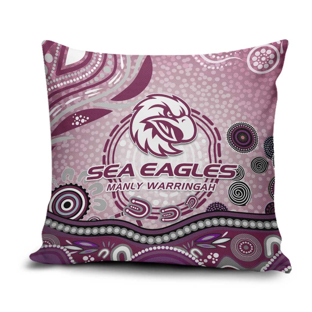 Manly Warringah Sea Eagles Rugby Pillow Cover Australian Aboriginal Dot Painting Style
