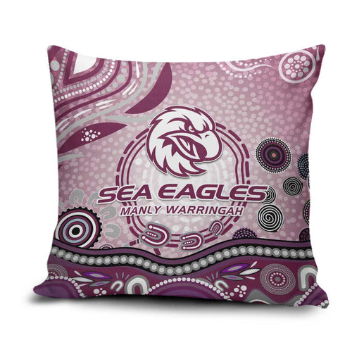 Manly Warringah Sea Eagles Rugby Pillow Cover Australian Aboriginal Dot Painting Style
