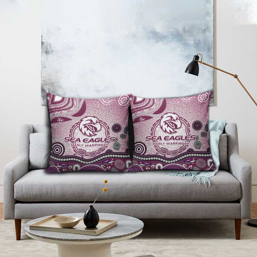 Manly Warringah Sea Eagles Rugby Pillow Cover Australian Aboriginal Dot Painting Style