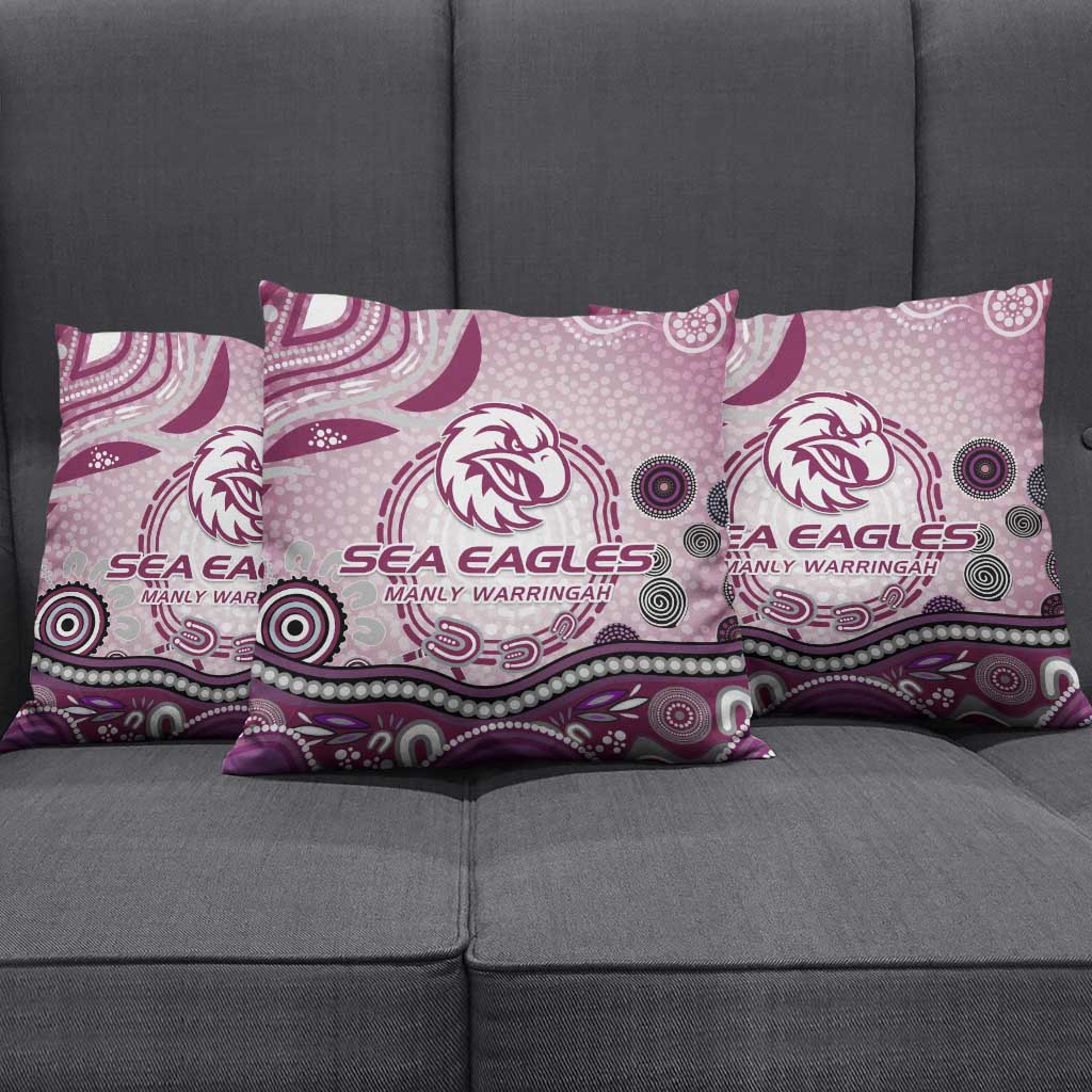 Manly Warringah Sea Eagles Rugby Pillow Cover Australian Aboriginal Dot Painting Style