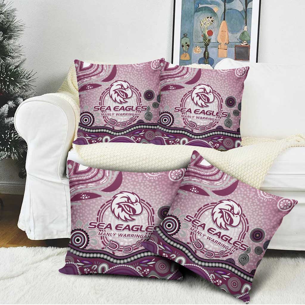 Manly Warringah Sea Eagles Rugby Pillow Cover Australian Aboriginal Dot Painting Style