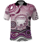 Manly Warringah Sea Eagles Rugby Polo Shirt Australian Aboriginal Dot Painting Style