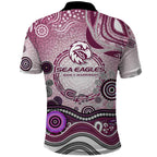 Manly Warringah Sea Eagles Rugby Polo Shirt Australian Aboriginal Dot Painting Style