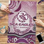 Manly Warringah Sea Eagles Rugby Puzzle Australian Aboriginal Dot Painting Style