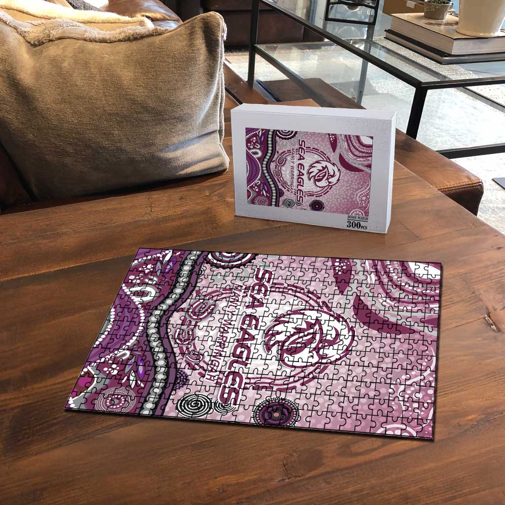 Manly Warringah Sea Eagles Rugby Puzzle Australian Aboriginal Dot Painting Style