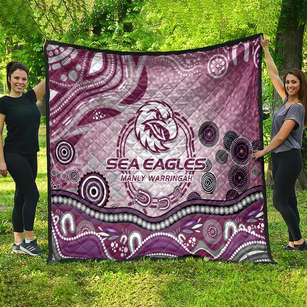 Manly Warringah Sea Eagles Rugby Quilt Australian Aboriginal Dot Painting Style