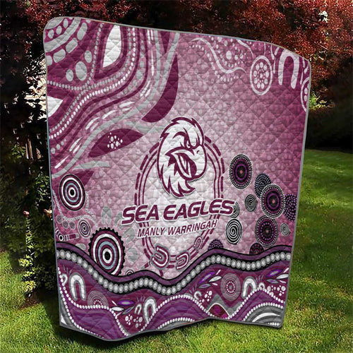 Manly Warringah Sea Eagles Rugby Quilt Australian Aboriginal Dot Painting Style