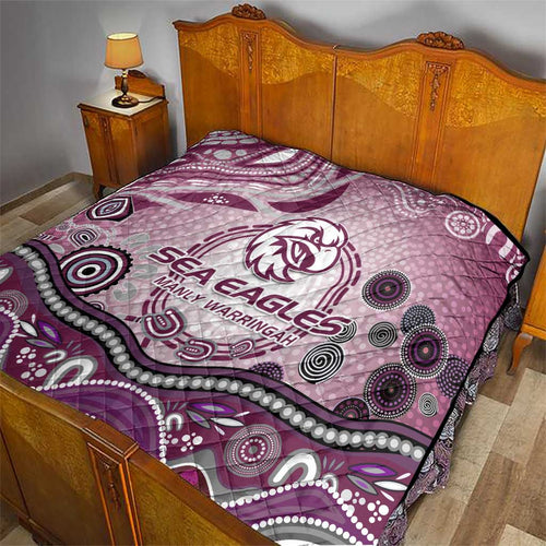 Manly Warringah Sea Eagles Rugby Quilt Australian Aboriginal Dot Painting Style