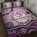 Manly Warringah Sea Eagles Rugby Quilt Bed Set Australian Aboriginal Dot Painting Style