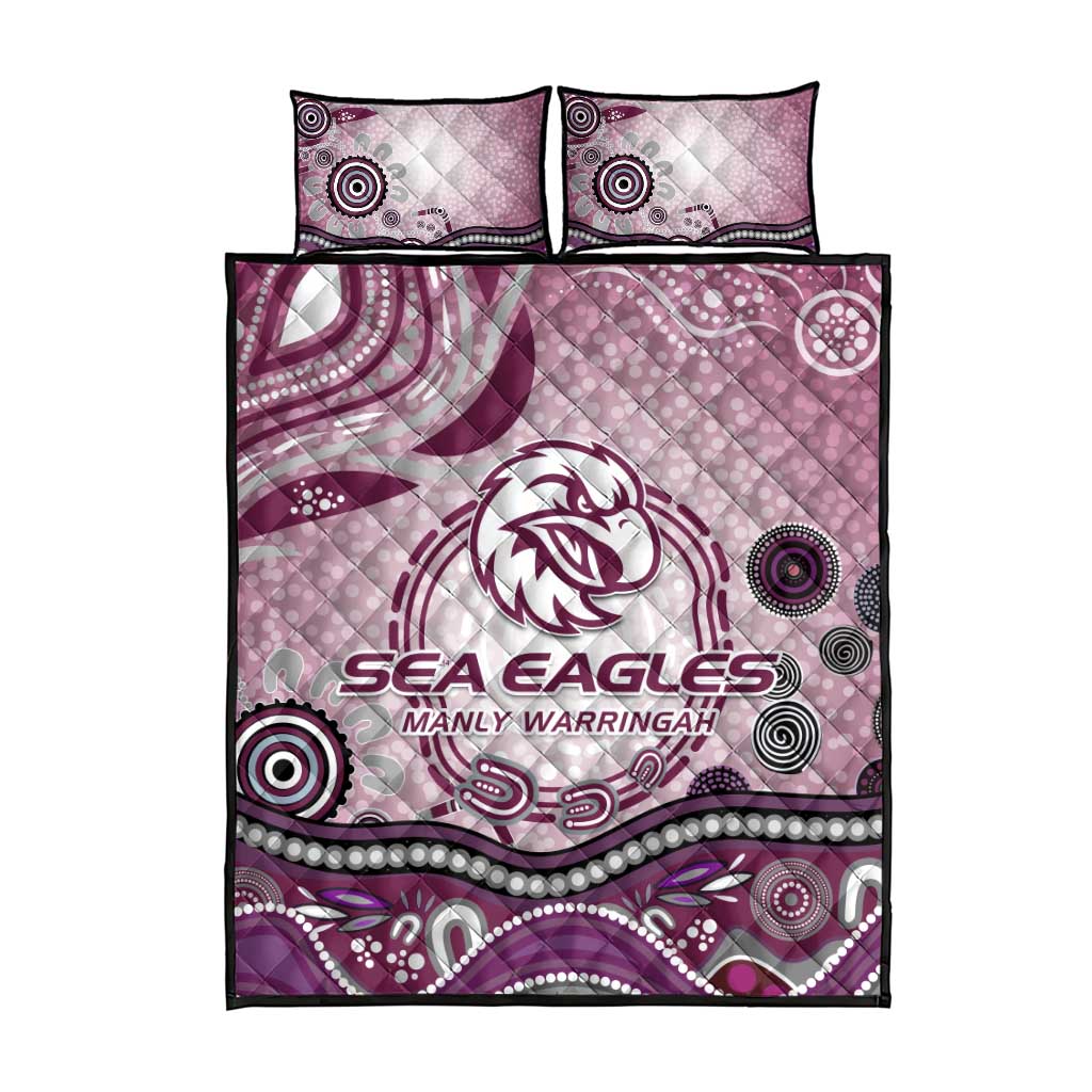 Manly Warringah Sea Eagles Rugby Quilt Bed Set Australian Aboriginal Dot Painting Style
