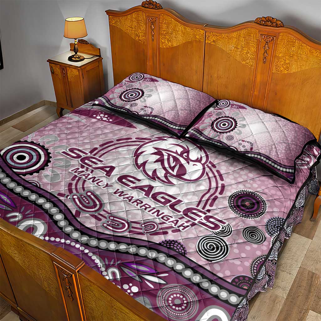 Manly Warringah Sea Eagles Rugby Quilt Bed Set Australian Aboriginal Dot Painting Style