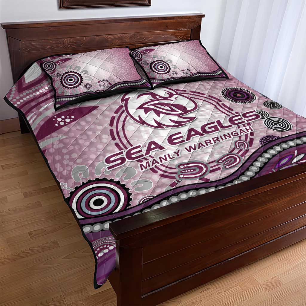Manly Warringah Sea Eagles Rugby Quilt Bed Set Australian Aboriginal Dot Painting Style