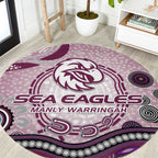 Manly Warringah Sea Eagles Rugby Round Carpet Australian Aboriginal Dot Painting Style