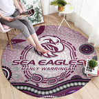 Manly Warringah Sea Eagles Rugby Round Carpet Australian Aboriginal Dot Painting Style