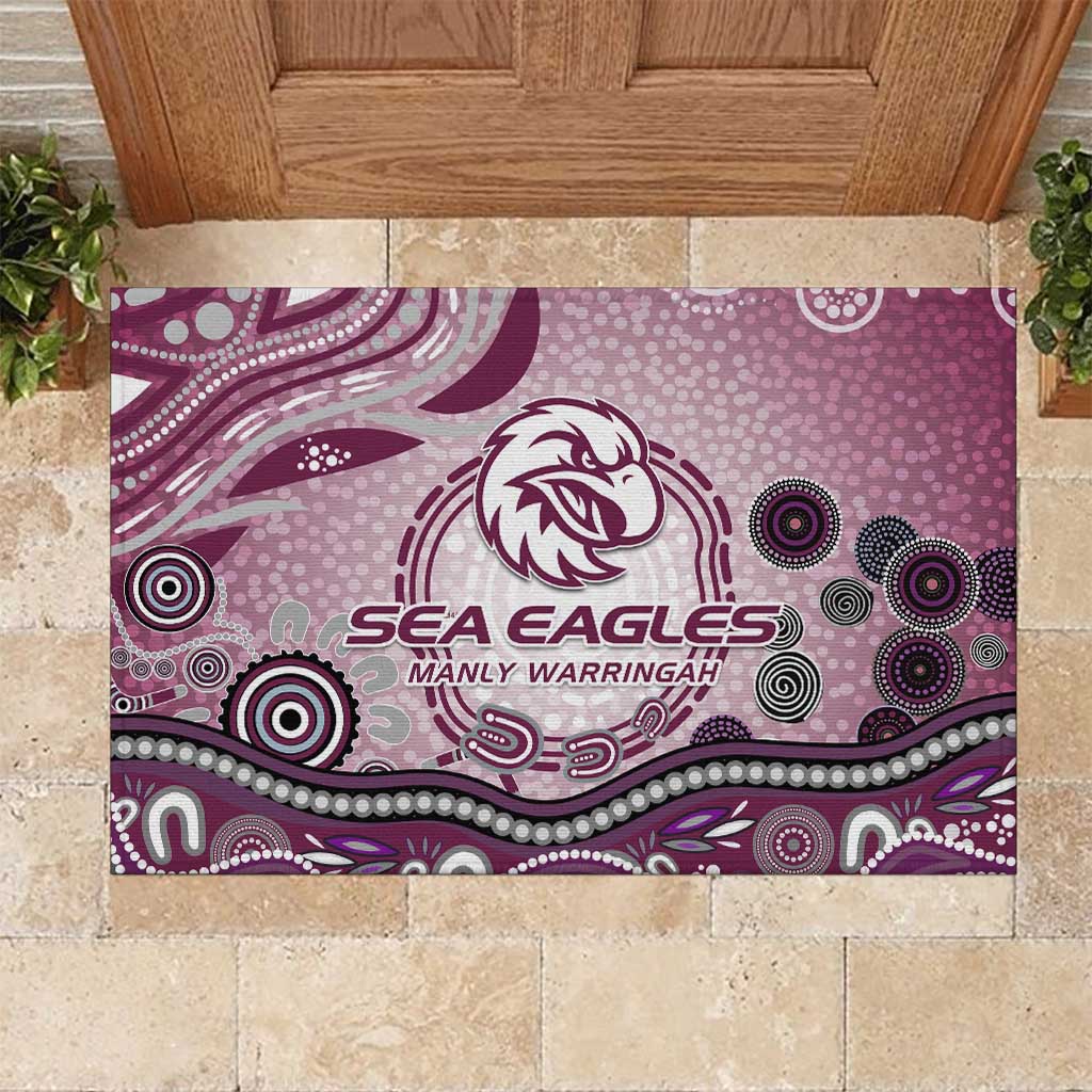 Manly Warringah Sea Eagles Rugby Rubber Doormat Australian Aboriginal Dot Painting Style