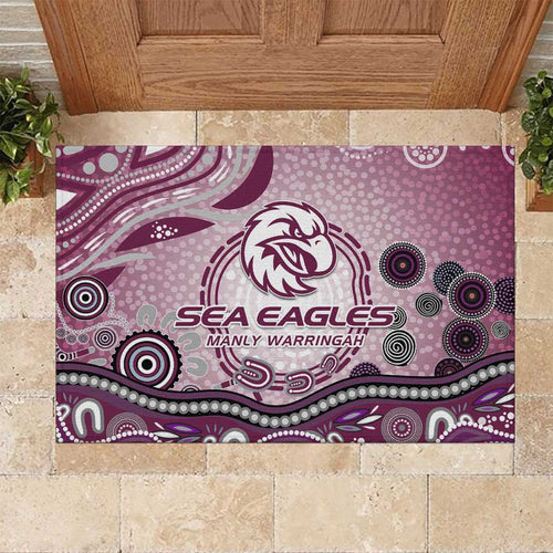 Manly Warringah Sea Eagles Rugby Rubber Doormat Australian Aboriginal Dot Painting Style
