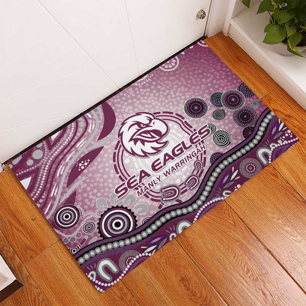 Manly Warringah Sea Eagles Rugby Rubber Doormat Australian Aboriginal Dot Painting Style