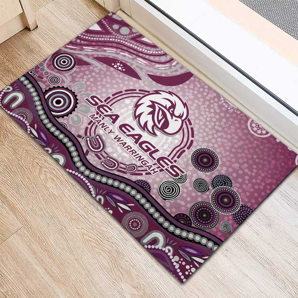 Manly Warringah Sea Eagles Rugby Rubber Doormat Australian Aboriginal Dot Painting Style