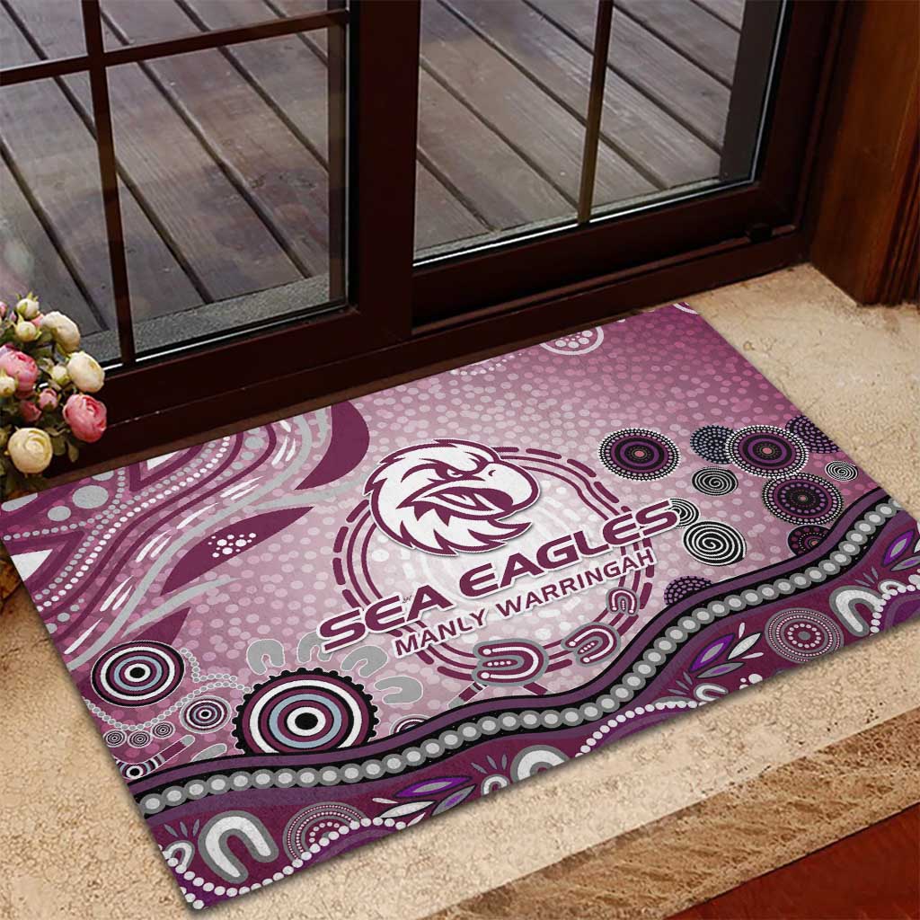 Manly Warringah Sea Eagles Rugby Rubber Doormat Australian Aboriginal Dot Painting Style