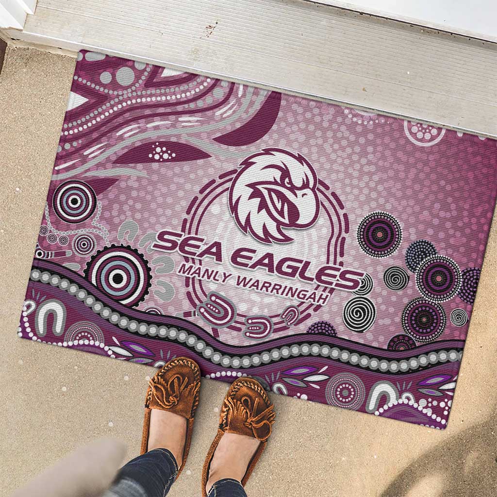 Manly Warringah Sea Eagles Rugby Rubber Doormat Australian Aboriginal Dot Painting Style