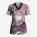Manly Warringah Sea Eagles Rugby Scrub Top Australian Aboriginal Dot Painting Style