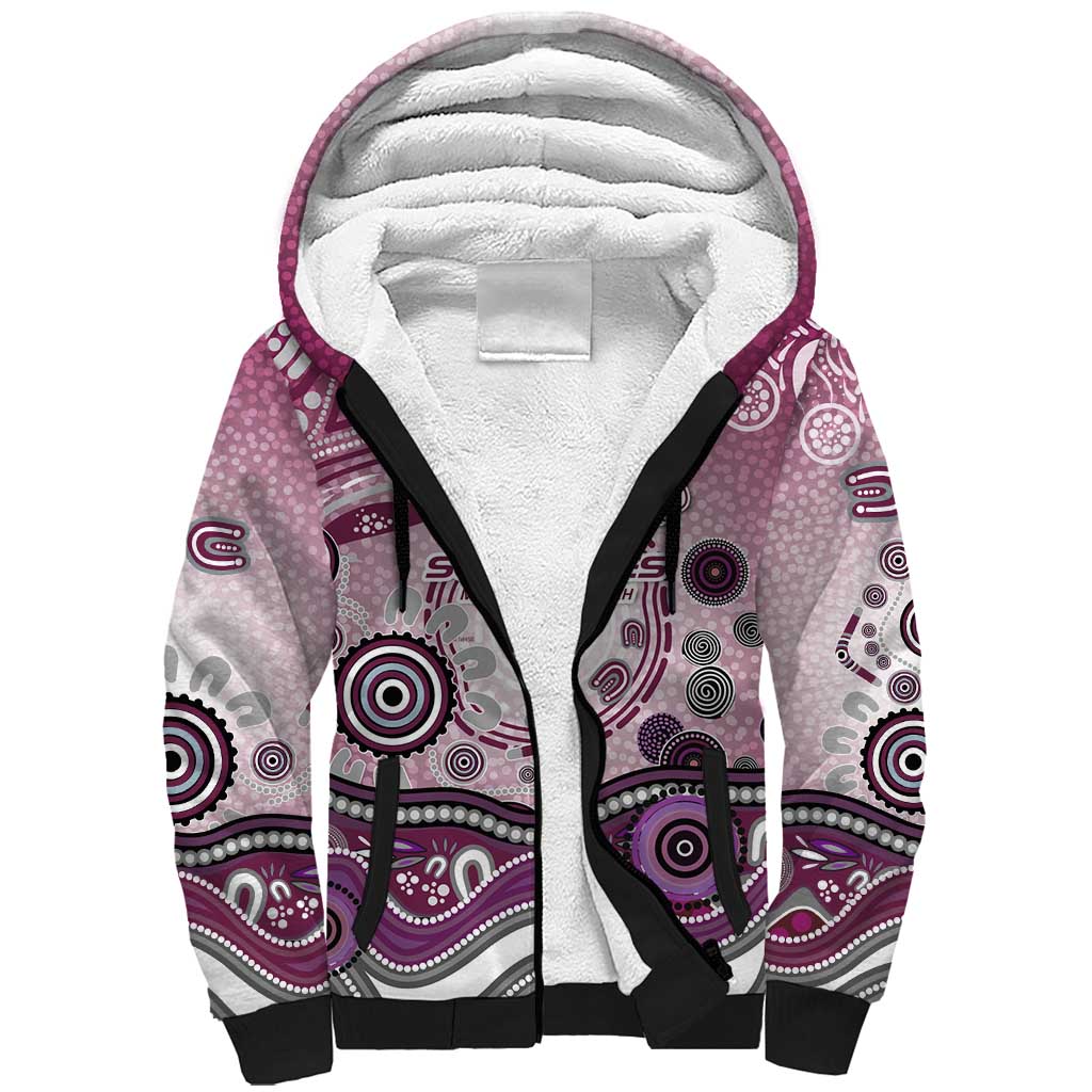Manly Warringah Sea Eagles Rugby Sherpa Hoodie Australian Aboriginal Dot Painting Style