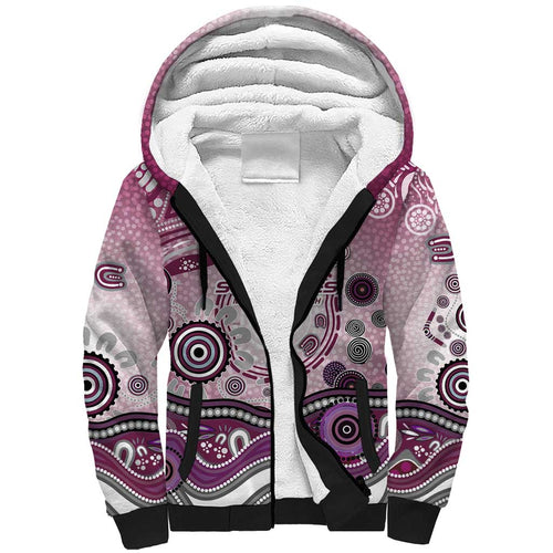 Manly Warringah Sea Eagles Rugby Sherpa Hoodie Australian Aboriginal Dot Painting Style