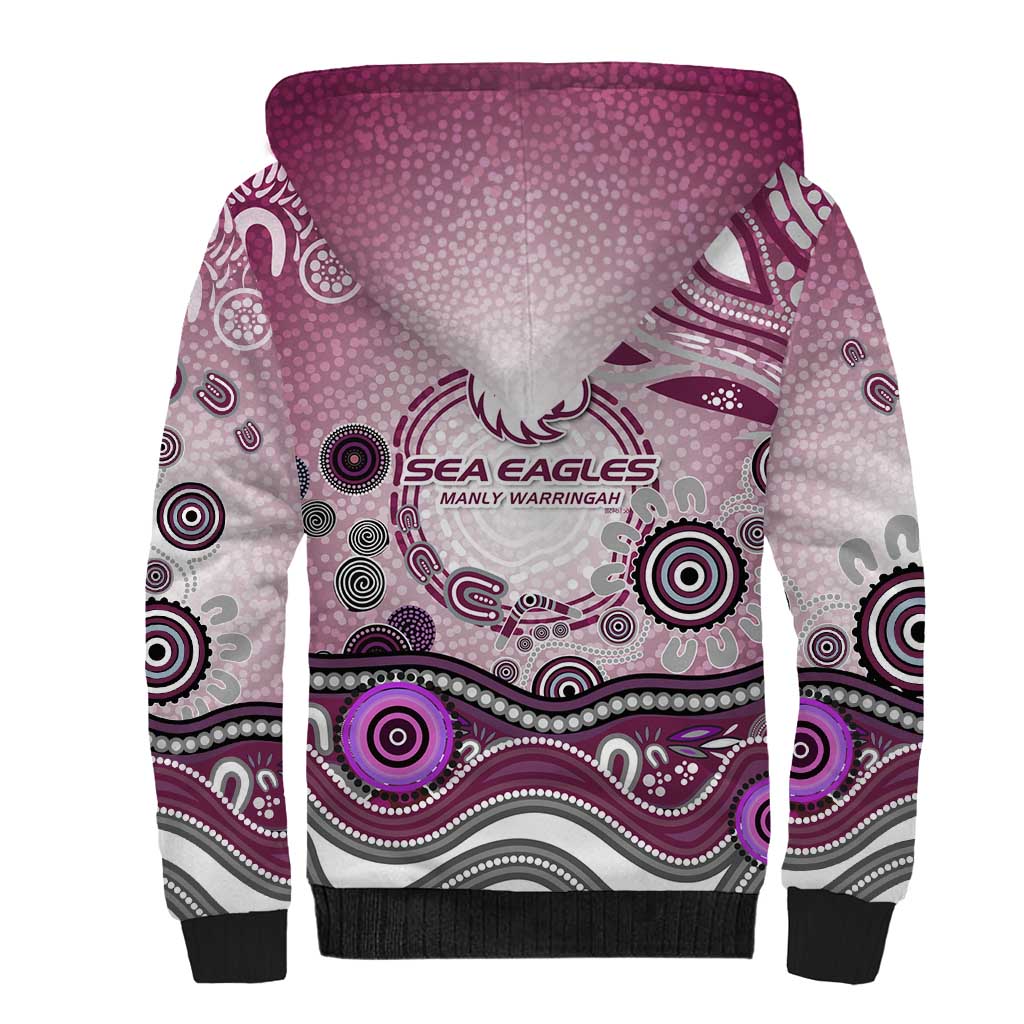 Manly Warringah Sea Eagles Rugby Sherpa Hoodie Australian Aboriginal Dot Painting Style
