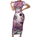 Manly Warringah Sea Eagles Rugby Short Sleeve Bodycon Dress Australian Aboriginal Dot Painting Style