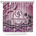 Manly Warringah Sea Eagles Rugby Shower Curtain Australian Aboriginal Dot Painting Style