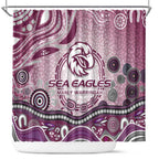 Manly Warringah Sea Eagles Rugby Shower Curtain Australian Aboriginal Dot Painting Style