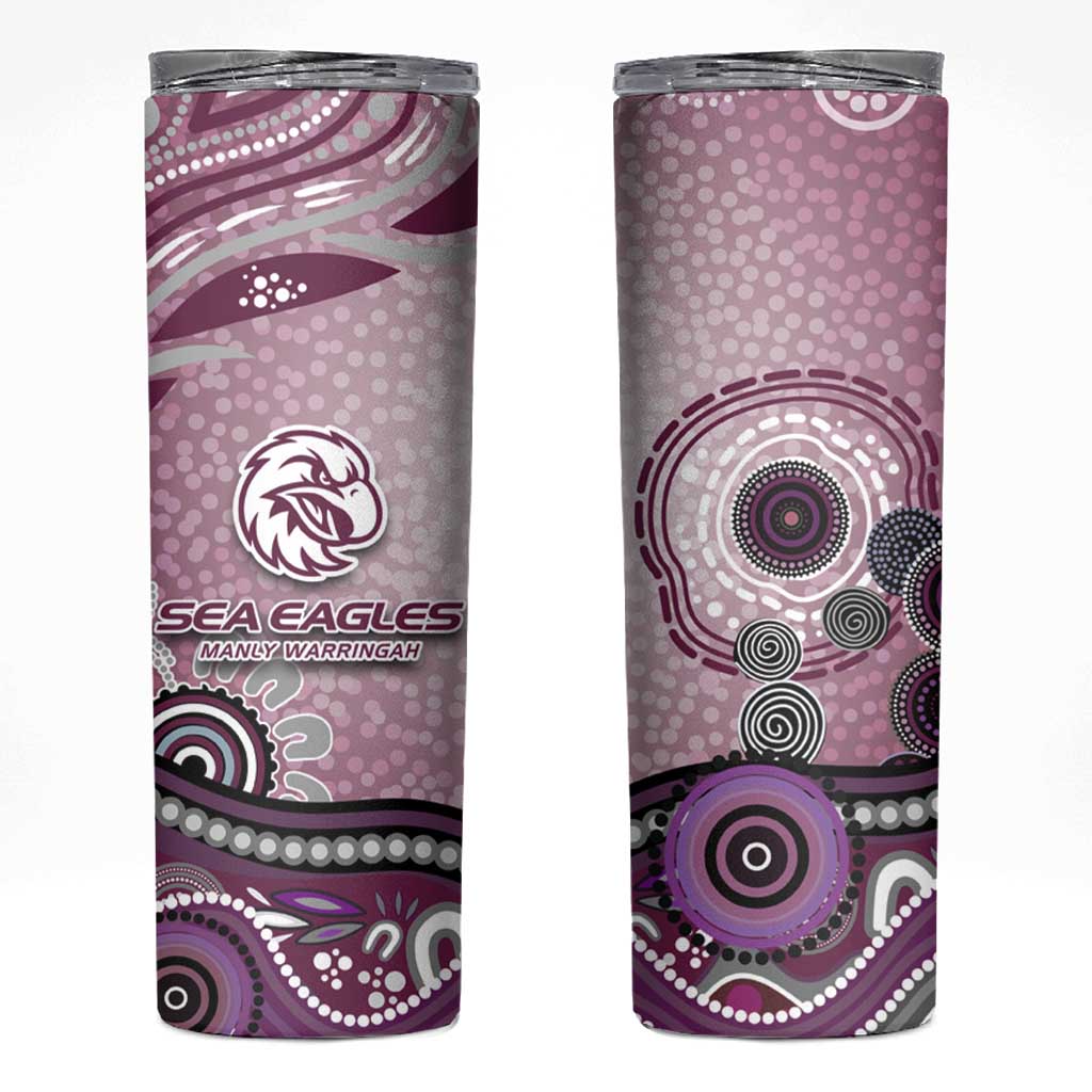 Manly Warringah Sea Eagles Rugby Skinny Tumbler Australian Aboriginal Dot Painting Style