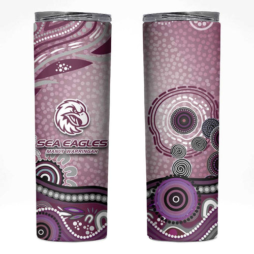 Manly Warringah Sea Eagles Rugby Skinny Tumbler Australian Aboriginal Dot Painting Style