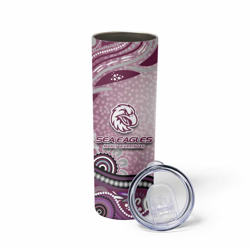 Manly Warringah Sea Eagles Rugby Skinny Tumbler Australian Aboriginal Dot Painting Style