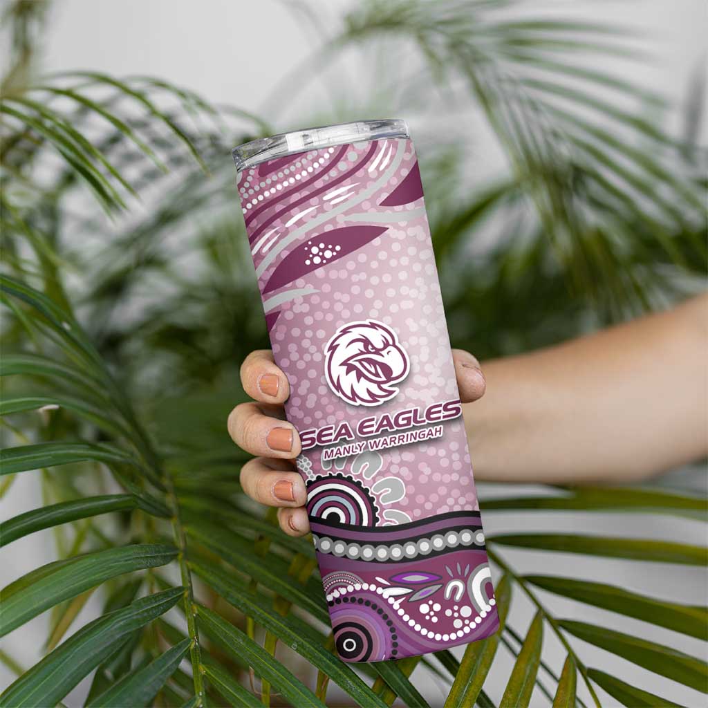 Manly Warringah Sea Eagles Rugby Skinny Tumbler Australian Aboriginal Dot Painting Style